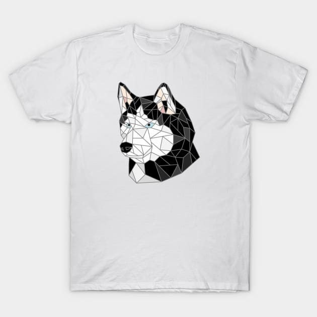 Siberian Husky Black & White Stained Glass T-Shirt by inotyler